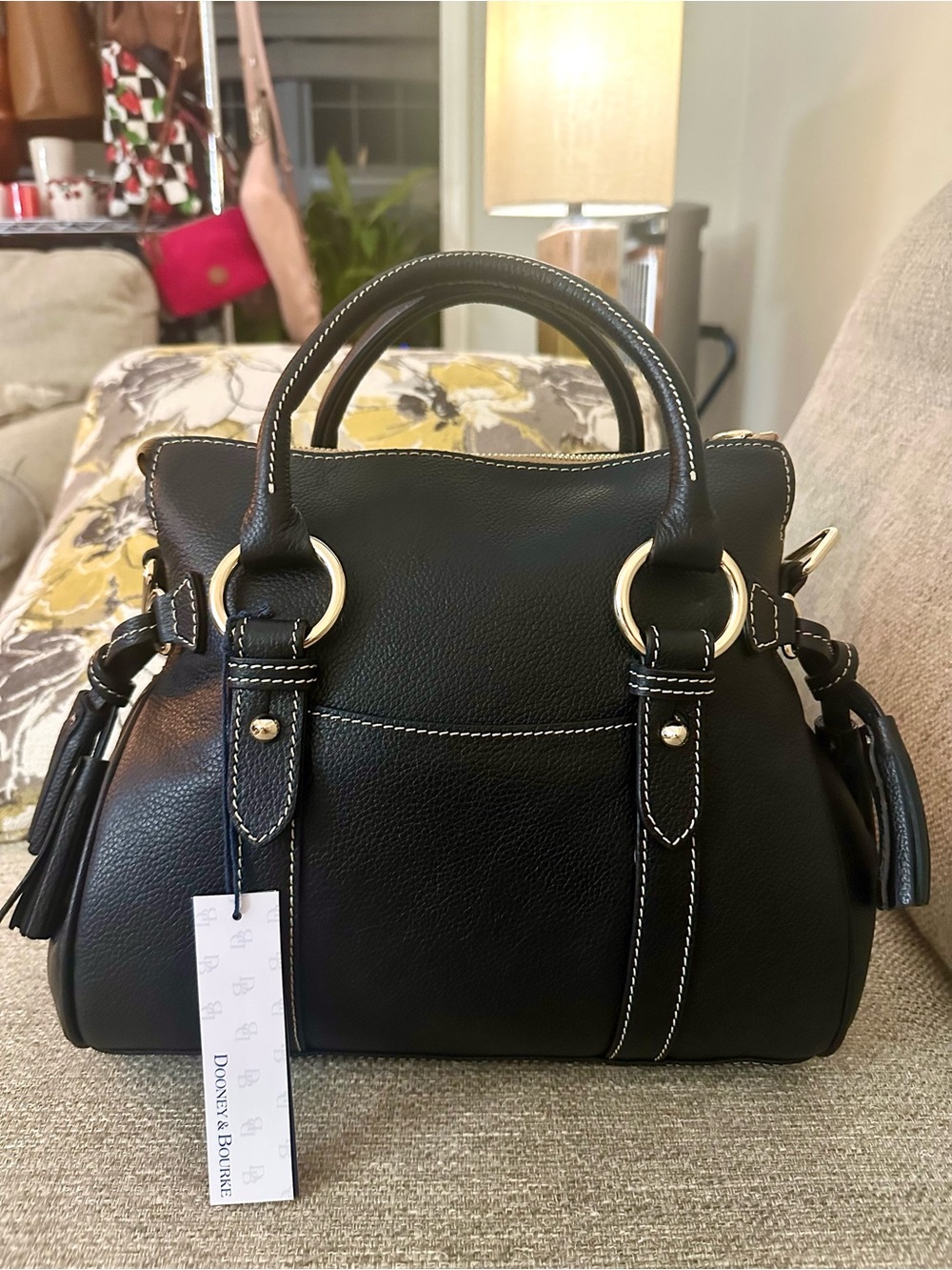 Dooney & Bourke SET w: NWT Black Leather Satchel, & Signature Logo wallet - Picture 9 of 16